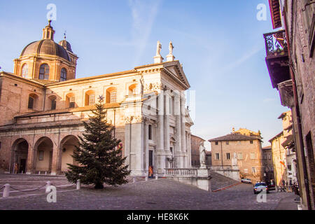 Cathedral in Urbino, a walled city in the Marche region of Italy. Stock Photo