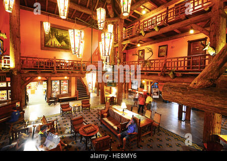 Lake McDonald Lodge- indoors, Montana, USA Stock Photo