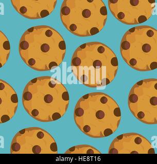 vector illustration of seamless chocolate chip cookies background Stock Vector