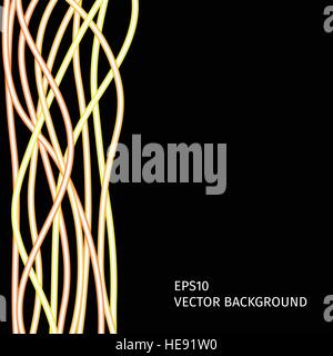 Abstract black background with orange neon glowing stripes. Vector ...