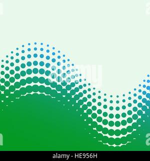 abstract vector halftone background - green and blue wave Stock Vector