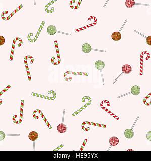 hand drawn vector christmas lollipops seamless pattern Stock Vector