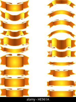 isolated vector colored satin ribbons set - orange Stock Vector