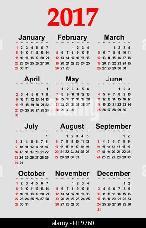 Great new wall calendar 2017 Stock Vector