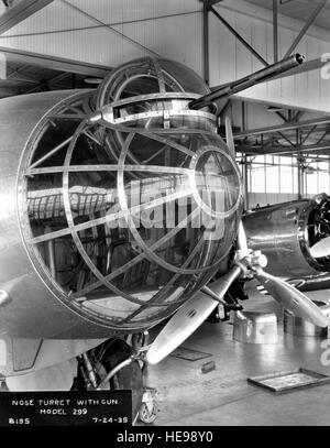 Boeing XB-17 (Model 299) nose turret with gun. (U.S. Air Force photo) Stock Photo