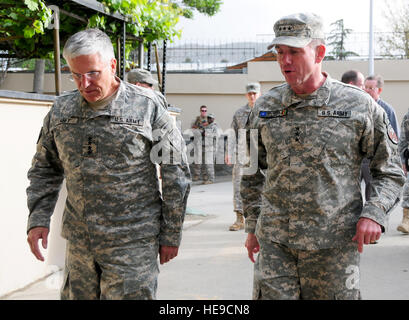 Kabul - U.S. Army Gen. George William Casey Jr., Chief of Staff for the Army, meets with Lt. Gen. William B. Caldwell IV, commander NATO Training Mission - Afghanistan, at Camp Eggers, Kabul, Afghanistan, April 29, 2010.   Staff Sgt. Sarah Brown/) Stock Photo