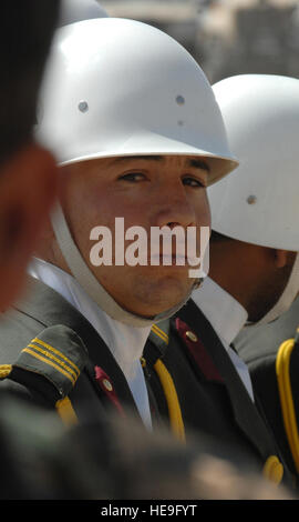 Qargha, Afghanistan (6 Apil, 2001) -- Cadets from the National Military Academy Afghanistan stand in formation awaiting arrival of the official party for the cornerstone laying ceremony of the NMAA. This ceremony established NMAA and Defense University at Qargha.  Staff Sgt. Jeff Nevison) Stock Photo