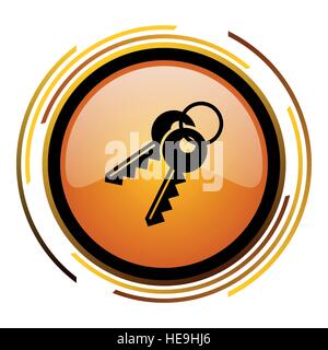 Keys vector icon. Modern design round orange button isolated on white background for web and applications in eps10 Stock Vector