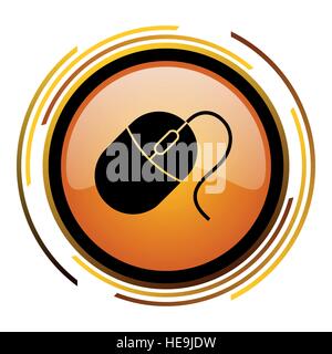 Computer mouse vector icon. Modern design round orange button isolated on white background for web and applications in eps10 Stock Vector