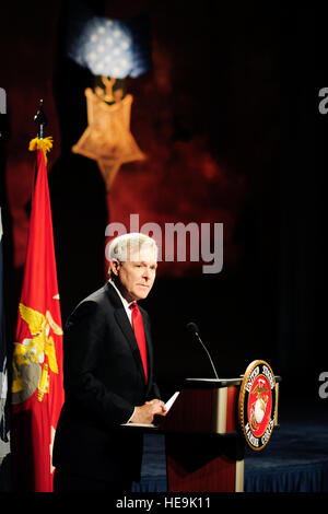 Secretary of the Navy Ray Mabus addresses the audience during a ceremony inducting Medal of Honor recipient Sgt. Dakota L. Meyer into the Hall of Heroes at the Pentagon, Sept. 16, 2011.  Tech. Sgt. Jacob N. Bailey, U.S. Air Force Stock Photo