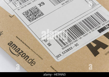 Close up of an Amazon package. Stock Photo