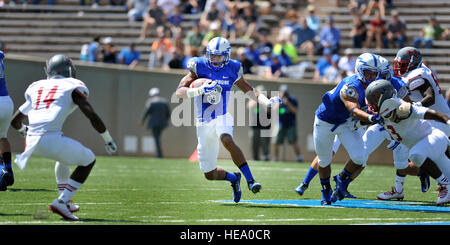 Air Force's Jalen Robinette, a sophomore, runs the ball  during the Air Force Academy 2014 Home opener against Nicholls State, Aug. 30, 2014 at Falcon Stadium. The Falcons defeated the Colonels 44-16. (Air Force/Photo Jason Gutierrez) Stock Photo