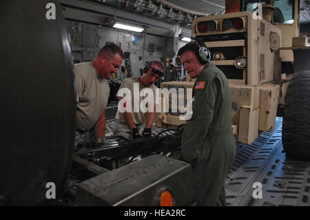 Maintenance personnel from the 452nd Maintenance Squadron inspect an ...