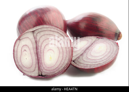 Sliced red onion on white background Stock Photo