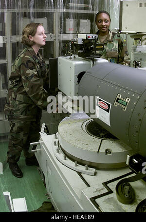 U.S. Air Force avionics technicians from the 18th Component Maintenance ...