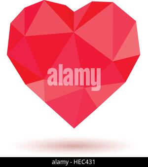 Red heart low-poly isolated Stock Vector