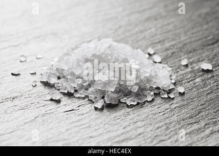 Sea salt on slate Stock Photo
