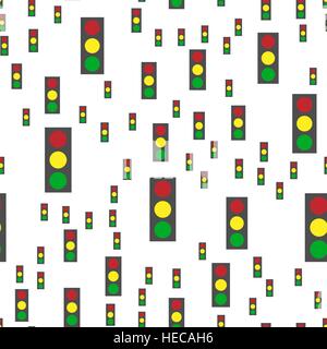 Vector seamless abstract pattern. Traffic lights on white background Stock Vector