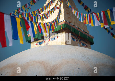 Evening view of Bodhnath stupa - Kathmandu - Nepal Stock Photo