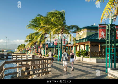 People strolling on La Guancha boardwalk, Ponce, Puerto Rico Stock Photo