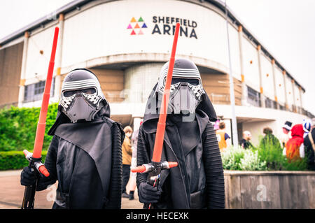 Young cosplayers dressed as 'Kylo Ren' from 'The Force Awakens' at the Yorkshire Cosplay Convention at Sheffield Arena Stock Photo