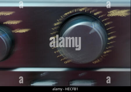 blurred amplifier volume knob Stock Photo