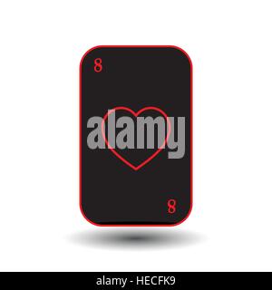 poker card. EIGHT BLACK HEART. separate white background. icon illustration image used for print, website, fabrics, decorating, design, etc Stock Vector