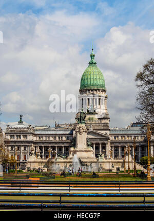 Argentina, Buenos Aires Province, City of Buenos Aires, Plaza del Congreso, View of the Palace of the Argentine National Stock Photo