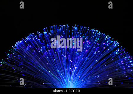 Fibre optic lamp with the concept of digital data transmission and communication transfer Stock Photo