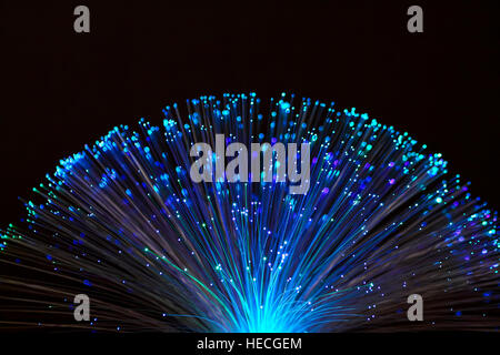 Fibre optic lamp with the concept of digital data transmission and communication transfer Stock Photo