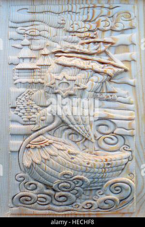 Carving on the machine with numerical control. Cut cutter machine bas ship. Stock Photo