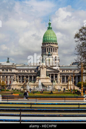 Argentina, Buenos Aires Province, City of Buenos Aires, Plaza del Congreso, View of the Palace of the Argentine National Stock Photo