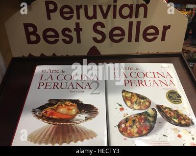 Lima, Peru. 21st Nov, 2016. Cookbooks with Peruvian specialities are offered for sale at the airport in Lima, Peru, 21 November 2016. Lima is considered the culinary capital of South America by many. A Peruvian and a German-born chef are considered highly successful in their industry. Gaston Acurio and Astrid Gutsche are recruiting young people from poverty-stricken areas. Photo: Georg Ismar/dpa/Alamy Live News Stock Photo