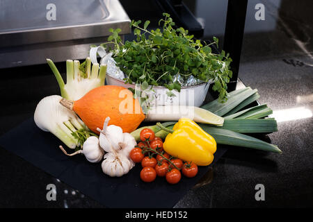 Berlin, Germany. 15th Nov, 2016. A selection of vegetables, consisting of: pumpkin, lettuce, pepper, cabbage and cress. Taken on 15.11.2016 in Berlin. Photo: picture alliance/Robert Schlesinger | usage worldwide/dpa/Alamy Live News Stock Photo