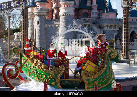 Christmas parade at Disneyland Paris Marne La Vallee France Stock Photo