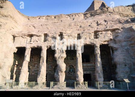 Datong: Yungang Caves; Central part (caves 9 and 10), Shanxi, China Stock Photo