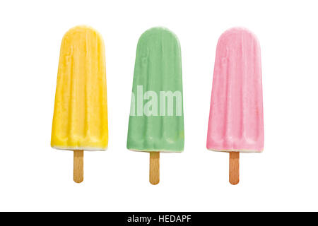 Popsicles, ice lollies or ice pops, various flavours Stock Photo