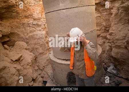 Urban waterline construction in Zarqa, Jordan. Stock Photo