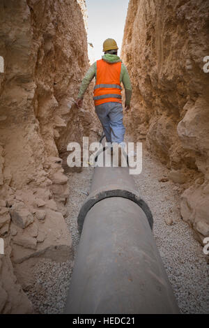 Urban waterline construction in Zarqa, Jordan. Stock Photo
