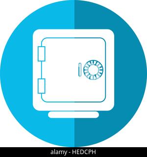 closed safe box money bank shadow blue circle Stock Vector