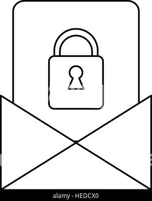 email message security system technology outline Stock Vector