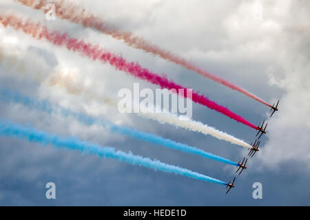 Red Arrows Aerial Display at Biggin Hill Airshow Stock Photo