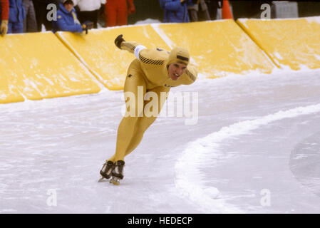 Eric Heiden US Skater at Olympics in Lake Placid Stock Photo