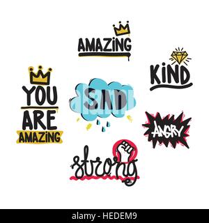 Color inspirational vector illustration set, motivational quotes Stock Vector