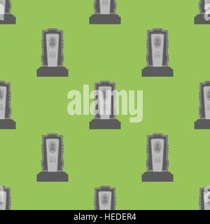Gravestone Seamless Pattern. Grey Stone Monuments Stock Vector