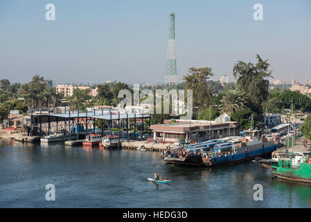 Suez Canal Ferry Crossing at Ismalia, Egypt Stock Photo
