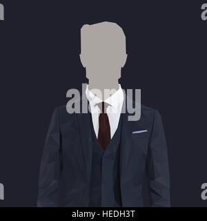 Low poly business man with navy suit and red tie. Vector illustration. Stock Vector