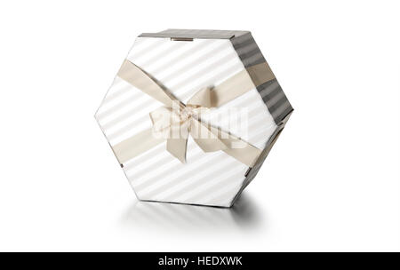 Gift box present wrapped hamper surprise bow ribbon birthday Christmas Stock Photo