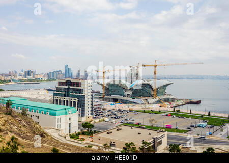 BAKU, AZERBAIJAN - SEPTEMBER 23: Caspian Waterfront shopping mall under construction, Baku. September 2017 Stock Photo