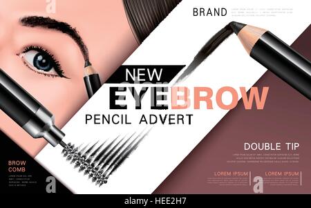 mascara design picture, with single bright eye and eyelash for advertising use, 3d illustration Stock Vector
